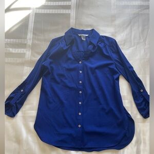 NWOT, Peter Nygard Blue 3/4 Sleeve Button Down Shirt